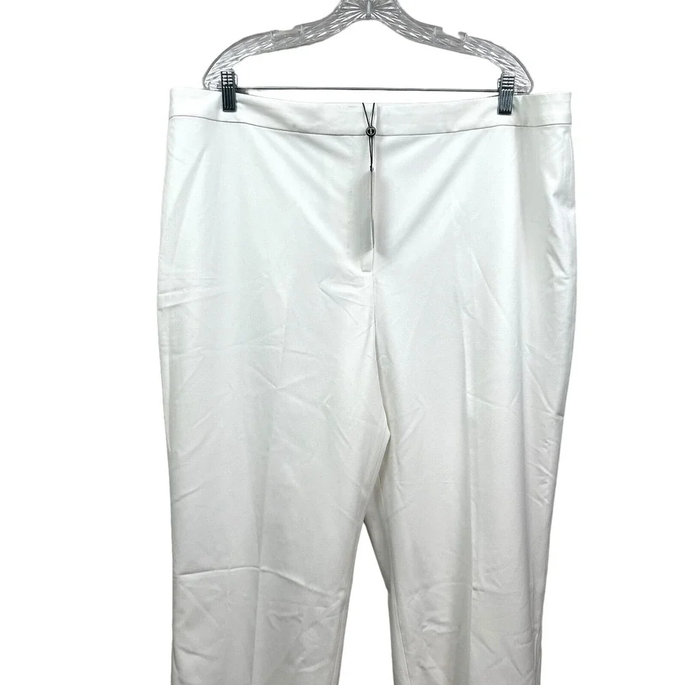 Talbots Womens Heritage Pants Stretch Straight Leg Lined High Rise White Sz 20*